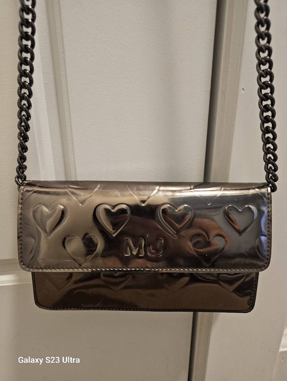 Marc Jacobs Wallet On Chain Metallic Gray